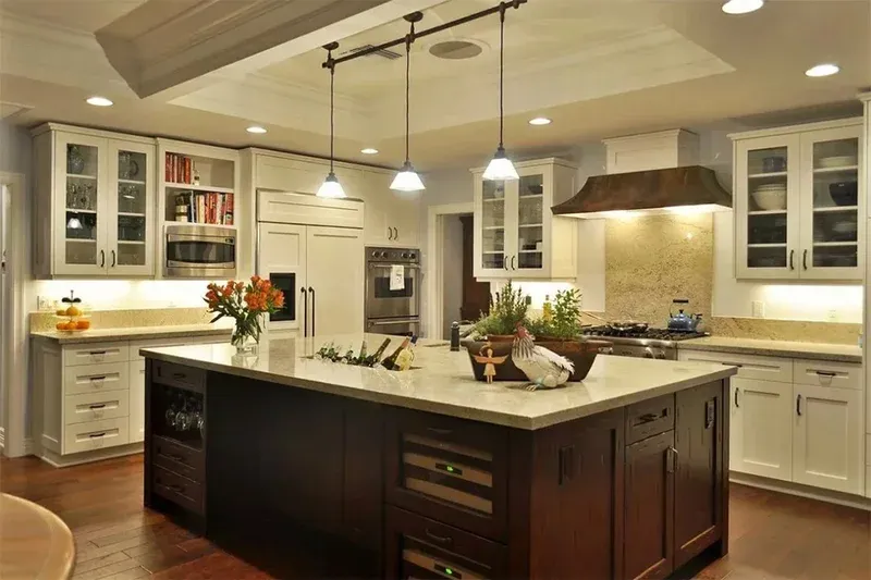 Modern kitchen showcasing a large island Modern kitchen showcasing a large island